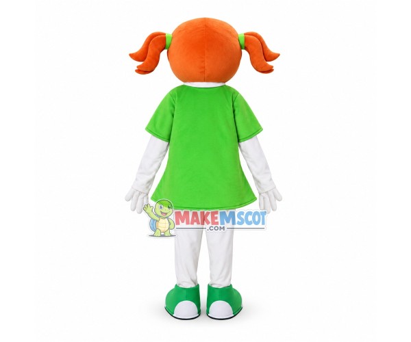 Little Girl In The Green Dress Mascot Costume Little Girl In The Green Dress Mascot Costume
