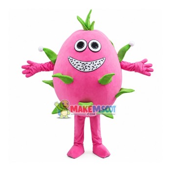 Dragon Fruit With White Flesh Cartoon Mascot Costume