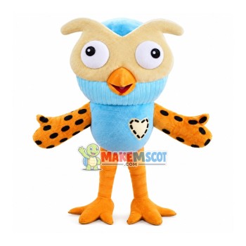 Light Blue Owl Mascot Cartoon Costume