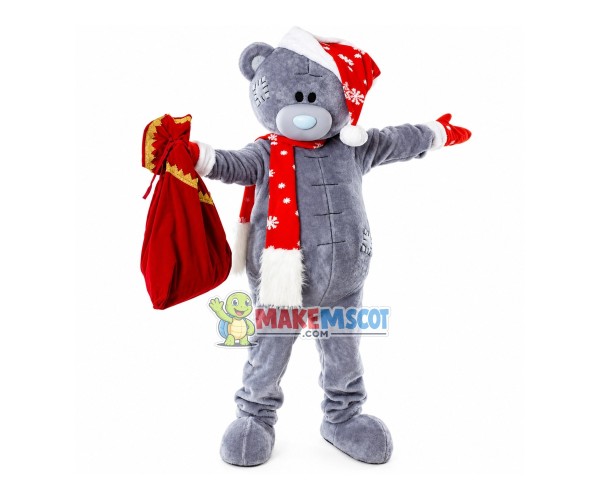 Christmas Bear With Gift Bag Mascot Costume Christmas Bear With Gift Bag Mascot Costume