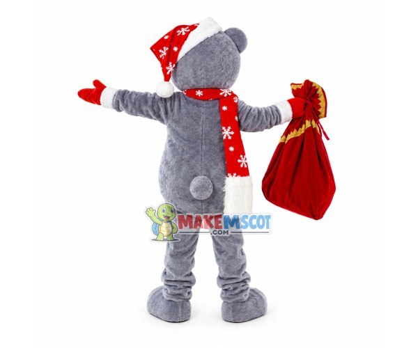 Christmas Bear With Gift Bag Mascot Costume Christmas Bear With Gift Bag Mascot Costume