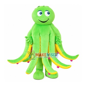Jolly Green Cartoon Octopus Mascot Costume Jolly Green Cartoon Octopus Mascot Costume
