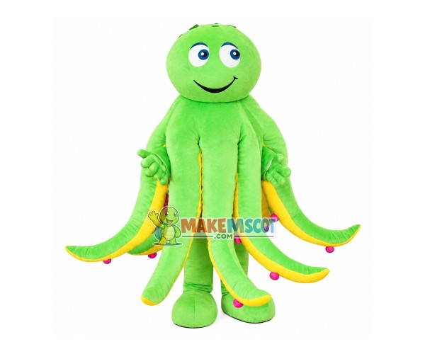 Jolly Green Cartoon Octopus Mascot Costume Jolly Green Cartoon Octopus Mascot Costume