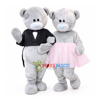 Pair Of Wedding Teddy Bears Mascot Costume Pair Of Wedding Teddy Bears Mascot Costume