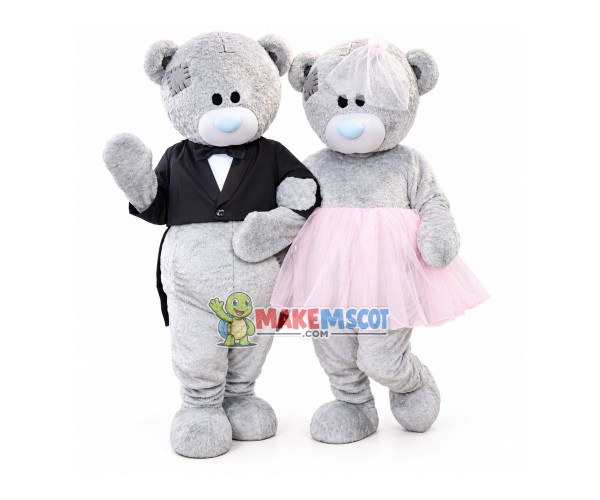 Pair Of Wedding Teddy Bears Mascot Costume Pair Of Wedding Teddy Bears Mascot Costume