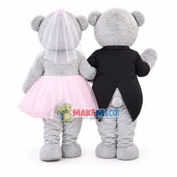 Pair Of Wedding Teddy Bears Mascot Costume Pair Of Wedding Teddy Bears Mascot Costume