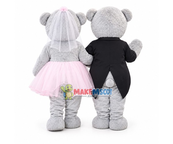 Pair Of Wedding Teddy Bears Mascot Costume Pair Of Wedding Teddy Bears Mascot Costume