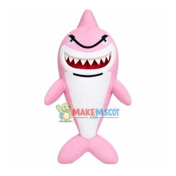 Pink Shark With Sharp Teeth Mascot Costume