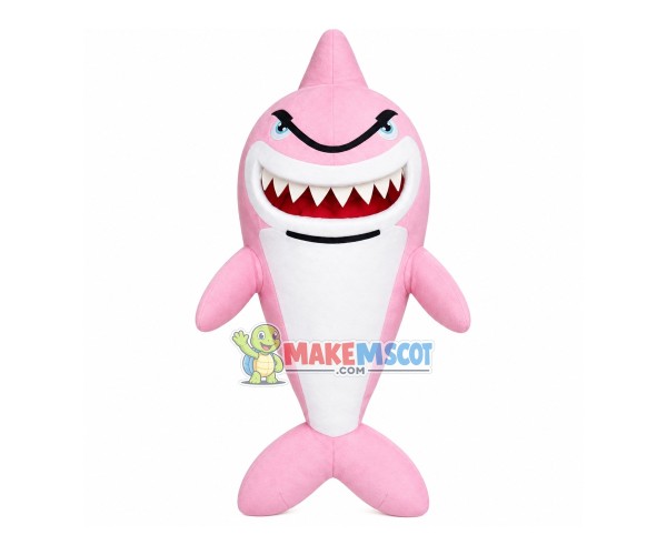 Pink Shark With Sharp Teeth Mascot Costume Pink Shark With Sharp Teeth Mascot Costume