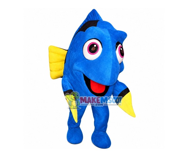 Enthusiastic Dory Cartoon Mascot Costume Enthusiastic Dory Cartoon Mascot Costume