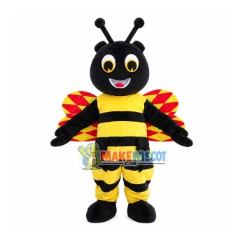Black Bee Mascot Costume With Bright Wings Black Bee Mascot Costume With Bright Wings