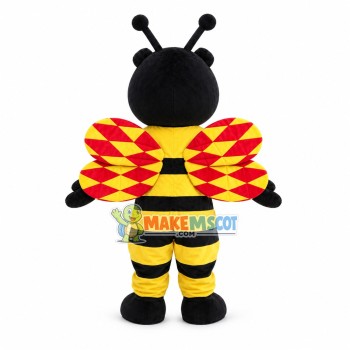 Black Bee Mascot Costume With Bright Wings Black Bee Mascot Costume With Bright Wings