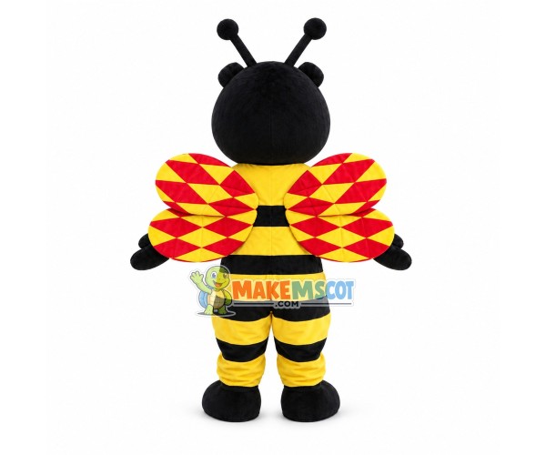 Black Bee Mascot Costume With Bright Wings Black Bee Mascot Costume With Bright Wings
