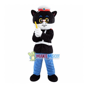 Black Cat Sheriff Cartoon Mascot Costume Black Cat Sheriff Cartoon Mascot Costume