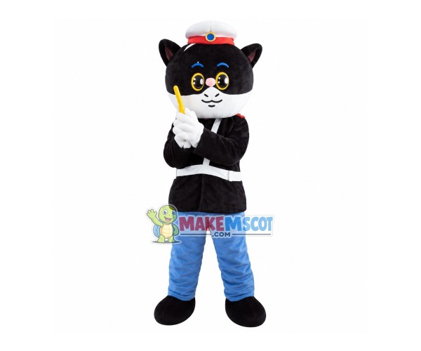 Black Cat Sheriff Cartoon Mascot Costume