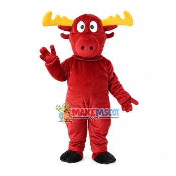 Dumb Elk With Yellow Horns Mascot Costume Dumb Elk With Yellow Horns Mascot Costume