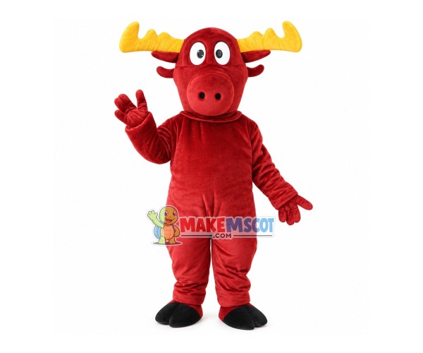 Dumb Elk With Yellow Horns Mascot Costume Dumb Elk With Yellow Horns Mascot Costume