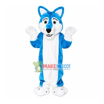 Kind Blue & White Wolf Mascot Costume