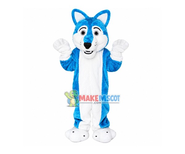 Kind Blue & White Wolf Mascot Costume Kind Blue & White Wolf Mascot Costume