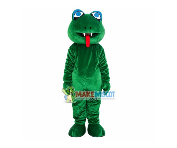 Green Sharp Teeth Snake Mascot Costume