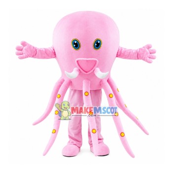 Detailed Pink Octopus Mascot Costume Detailed Pink Octopus Mascot Costume