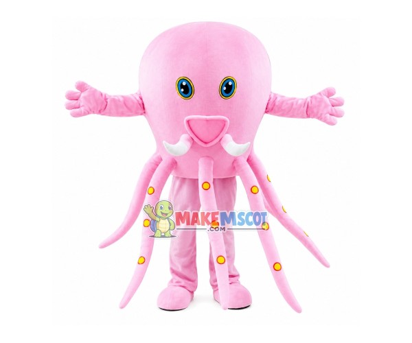 Detailed Pink Octopus Mascot Costume Detailed Pink Octopus Mascot Costume
