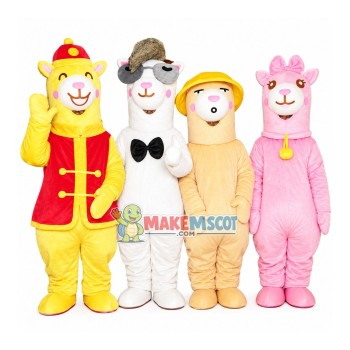Interesting Alpaca Family Mascot Costume Interesting Alpaca Family Mascot Costume