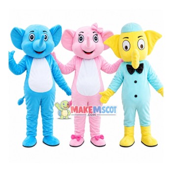 Bright Little Elephant Brothers Mascot Costume Bright Little Elephant Brothers Mascot Costume