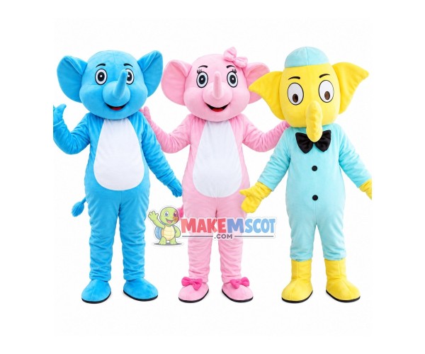 Bright Little Elephant Brothers Mascot Costume Bright Little Elephant Brothers Mascot Costume