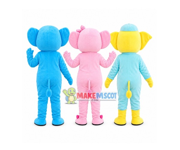 Bright Little Elephant Brothers Mascot Costume Bright Little Elephant Brothers Mascot Costume