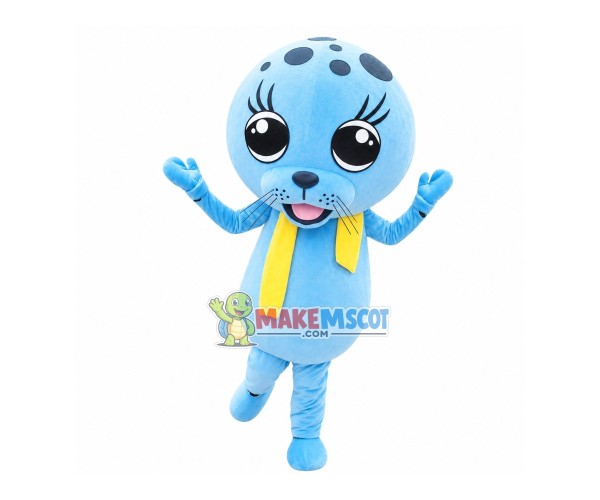 Performing Blue Seal Mascot Costume