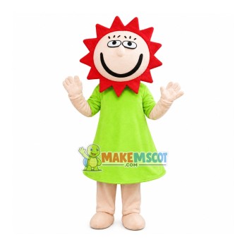 Sunny Sun With Green Dress Mascot Costume Sunny Sun With Green Dress Mascot Costume