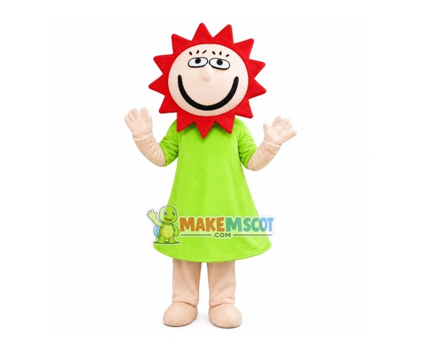 Sunny Sun With Green Dress Mascot Costume Sunny Sun With Green Dress Mascot Costume