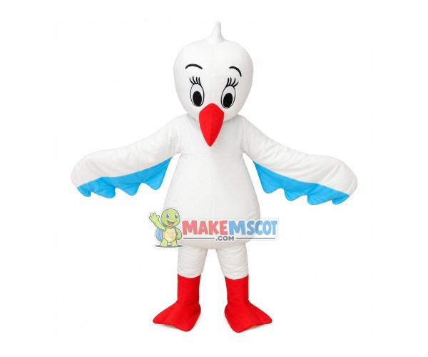 Pointed Beak White Jay Mascot Costume Pointed Beak White Jay Mascot Costume