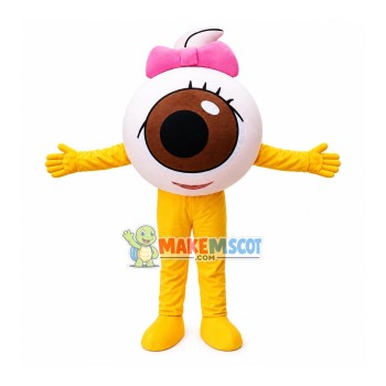Cartoon Eyeball With Bow Mascot Costume Cartoon Eyeball With Bow Mascot Costume