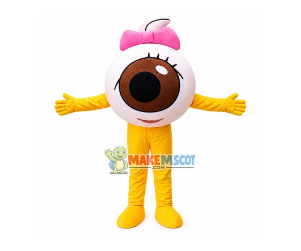 Cartoon Eyeball With Bow Mascot Costume Cartoon Eyeball With Bow Mascot Costume
