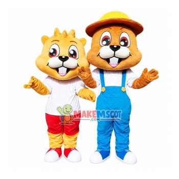 Squirrel Couple On Vacation Mascot Costume