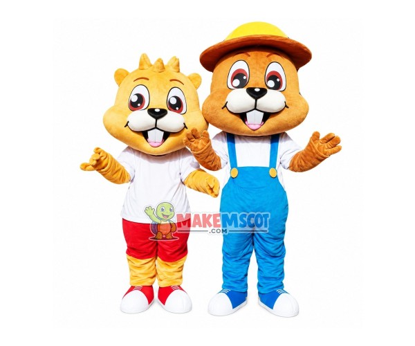 Squirrel Couple On Vacation Mascot Costume Squirrel Couple On Vacation Mascot Costume