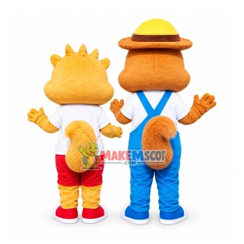 Squirrel Couple On Vacation Mascot Costume
