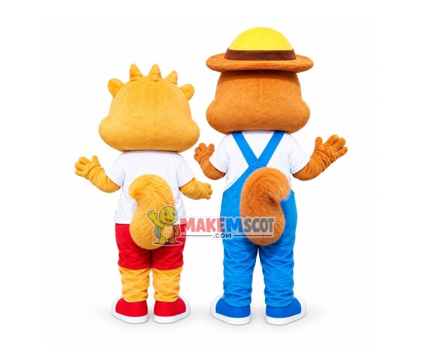 Squirrel Couple On Vacation Mascot Costume Squirrel Couple On Vacation Mascot Costume