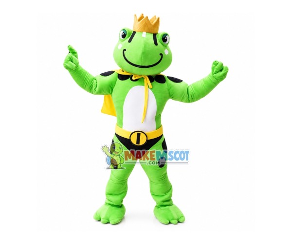 Superman Frog With Muscle Mascot Costume Superman Frog With Muscle Mascot Costume