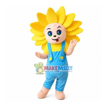 Sunflower Baby In The Overalls Mascot Costume Sunflower Baby In The Overalls Mascot Costume