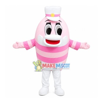 Dolphin With Pink Striped Top Mascot Costume