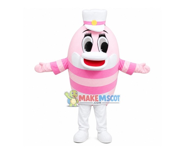 Dolphin With Pink Striped Top Mascot Costume