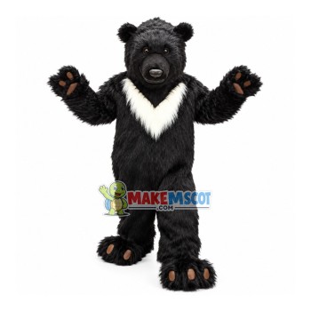 Black Bear Long Wool Mascot Costume