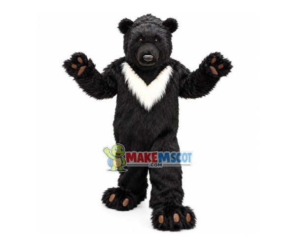 Black Bear Long Wool Mascot Costume Black Bear Long Wool Mascot Costume