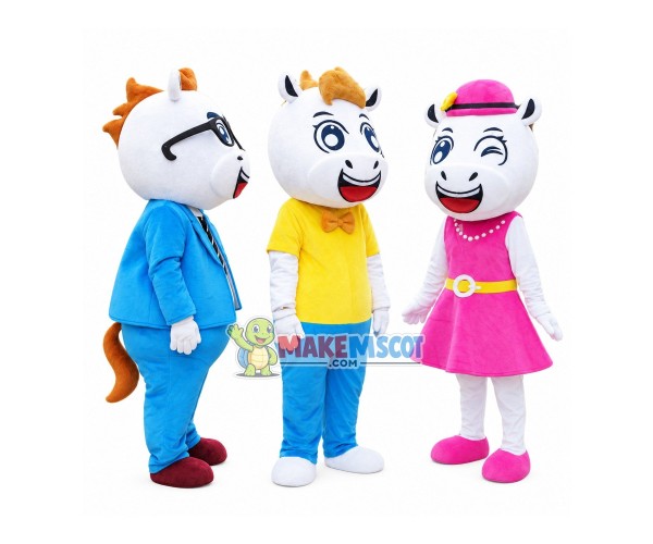 Delightful Cow Family Mascot Costume Delightful Cow Family Mascot Costume