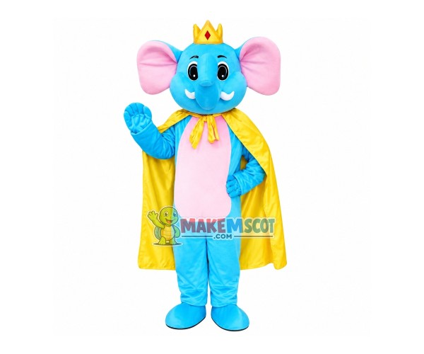 Blue Elephant King Adult Mascot Costume Blue Elephant King Adult Mascot Costume