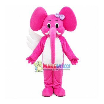 Single-winged Pink Elephant Mascot Costume