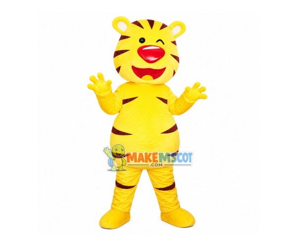 Ecstatic Red Nose Tiger Mascot Costume Ecstatic Red Nose Tiger Mascot Costume